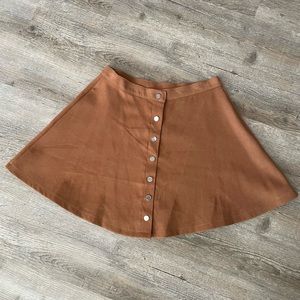 NEW Camel color suede skater skirt with button front